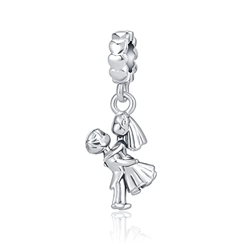 Bow Royal Crown Married Couple Wine Bottle Lock Key Arrow Heart Dangle Charm Bead for Pandora Bracelet … - style: Married Couple