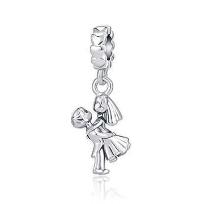 Bow Royal Crown Married Couple Wine Bottle Lock Key Arrow Heart Dangle Charm Bead for Pandora Bracelet … - style: Married Couple