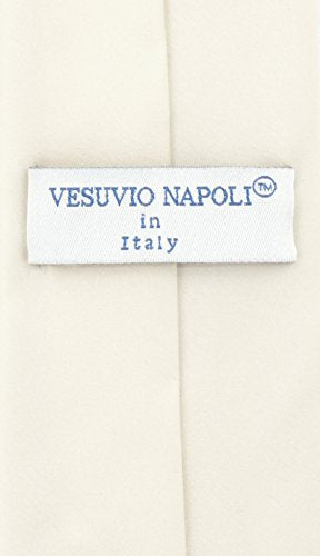 Vesuvio Napoli PreTied Men's Necktie Solid Color Mens Adjustable Zipper Neck Tie - color: Off-white