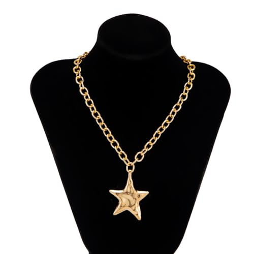 Big Star Necklace Chunky Necklace for Women Boho Thick Chain Statement Necklace Trendy Large Star Pendant Necklace Bold Vintage Chunky Jewelry - style: Style G