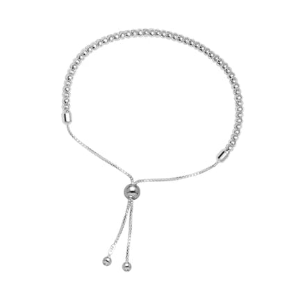Charmsy 925 Sterling Silver Sliding Bolo Bracelet for Women | Women's Italian Handmade Adjustable Bolo Bead Ball Slider Bracelet - style: Beaded Ball Link