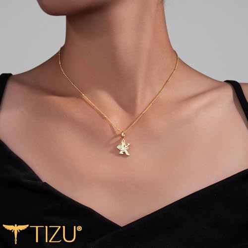 TIZU Initial Necklaces for Women - Dainty 14K Gold Plated Letter Pendant Trendy Personalized Initial A-Z Necklaces Jewelry Gift - color: Gold-K