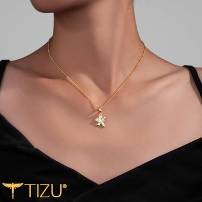 TIZU Initial Necklaces for Women - Dainty 14K Gold Plated Letter Pendant Trendy Personalized Initial A-Z Necklaces Jewelry Gift - color: Gold-K