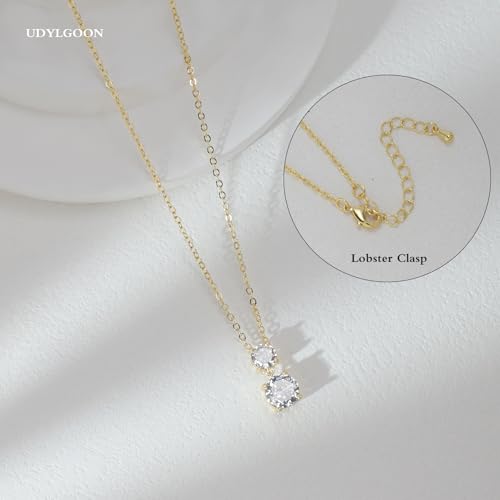 3-Piece Cubic Zirconia Wedding Jewelry Set for Women Bride Bridesmaid Gift | Hypoallergenic, Earrings Necklace Adjustable Bracelet for Prom Formal Parties - color: 14K Gold