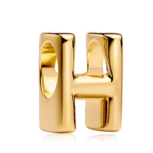 S925 A-Z Bead Charms,Initial Letter Alphabet, 14K Gold Plated, for Bracelet Necklace, Gift for Mothers Nurses Day Graduation Birthday Anniversary, for Girlfriend Family Friend, for Pandora - style: H