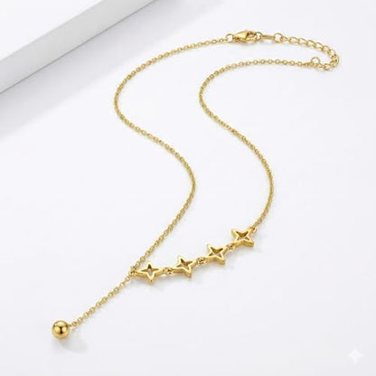 18K Gold Plated Pendant Necklaces - Dainty Minimalist, Waterproof, Non-Tarnish Fashion Jewelry for Women - style: Leaf Clover Y Lariat