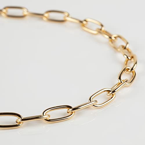 16.4 Feet Aluminum Oval Light Gold Chains for Jewelry Making Unwelded Paperclip Link Cable Chain Roll Necklace Chains Bulk with Lobster Clasps and Jump Rings - color: 8×16mm-Gold