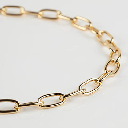 16.4 Feet Aluminum Oval Light Gold Chains for Jewelry Making Unwelded Paperclip Link Cable Chain Roll Necklace Chains Bulk with Lobster Clasps and Jump Rings - color: 8×16mm-Gold