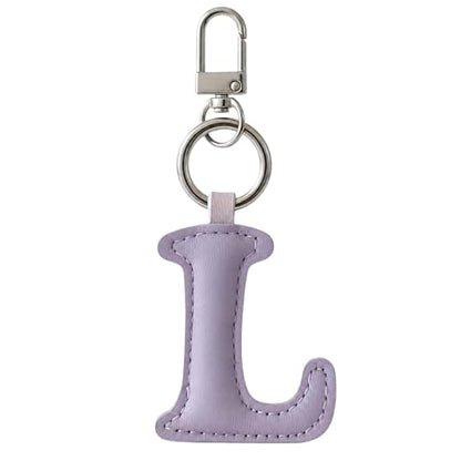 Initial Letter Keychain,Stainless Steel,Colorful Faux Leather Keyring for Backpack,Purse,Car Keys,Gift for Men Women - color: L