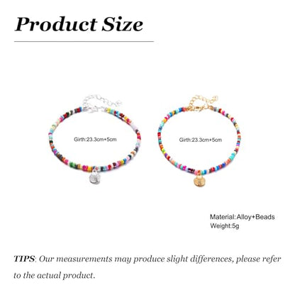 Starfish Shell Anklet Bracelets for Women, Boho Beaded Shell Anklet Set, Beach Vacation Foot Jewelry, Layered Summer Beachy Anklets - color: A4