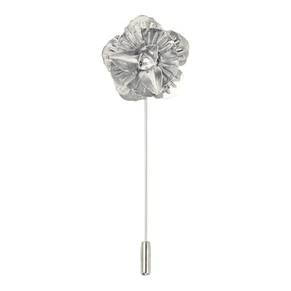 PATIKIL Lapel Pin for Men, Men Formal Metal Lapel Pin Floral Lapel Stick Brooch Rose Flower Pin for Wedding Banquet Event Suit, Silver