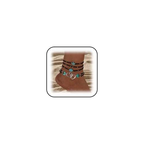 Anklets for Women Waterproof Ankle Bracelets Colorful Beaded Ankle Bracelet Elastic Starfish Shell Anklet Summer Beach Anklet Boho Jewelry Accessories - color: Black Beaded Anklet