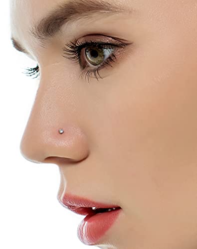 20G 10Pcs Stainless Steel L Screw Bone Shaped Nose Studs Rings Square Round CZ Nose Ring Labret Nose Piercing Jewelry for Men Women Silver Tone 1.5mm-2mm-2.5mm-3mm-3.5mm CZ - style: B:10Pcs,S Shaped