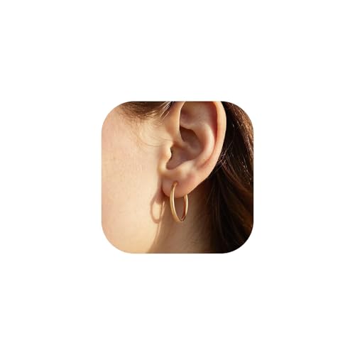 Small Hoop Earrings for Women 7-16mm Stainless Steel Huggie Earrings Lightweight - color: c. Gold A, size: Diameter 16mm