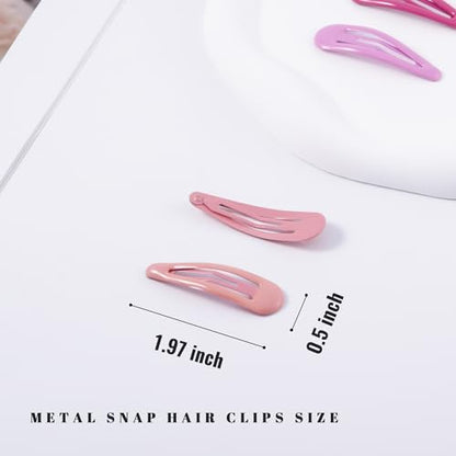 20 PCS Metal Snap Hair Clips Water Drop No Slip Barrettes for Women Bright Small Hair Clips For Thick And Thin Fine Hair,Red Pink Rose Red,1.97 x 0.5 In. - color: Red Pink Rose Red