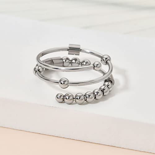 Morse Code Rings for Women, Stainless Steel Spinner Ring Fidget Rings for Anxiety Ring Morse Code Rings Inspirational Gifts Jewelry Women Birthday Graduation Gifts for Best Friends - style: 2 B*d A*s