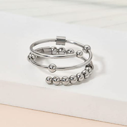 Morse Code Rings for Women, Stainless Steel Spinner Ring Fidget Rings for Anxiety Ring Morse Code Rings Inspirational Gifts Jewelry Women Birthday Graduation Gifts for Best Friends - style: 2 B*d A*s