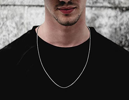 Savlano 925 Sterling Silver Italian Solid Round Box Rhodium Plated Chain Necklace Comes With Gift Box for Women & Men - Made in Italy - style: 1.5MM