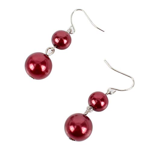 KOSMOS-LI Large Multi Layer Faux Pearl Strand Costume Jewelry Sets For Women Stocking Stuffers - color: Burgundy