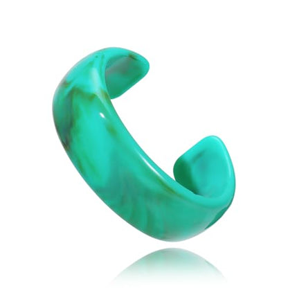 Firstmeet Wide Bold Open Cuff Acrylic Bangle - Oversized Statement Bracelet for Edgy Style - color: Tur