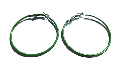 Medium Hoop Earrings Assorted Color Hoop Earrings 50mm 2 inch Hoops - style: Green
