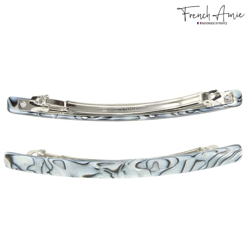 French Amie Long and Thin Gray Magma Large 4 Inch Hair Clip Barrette | Handmade Automatic For Girls Women Teens Adults Everyday Style - color: Grey Magma