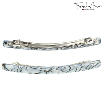 French Amie Long and Thin Gray Magma Large 4 Inch Hair Clip Barrette | Handmade Automatic For Girls Women Teens Adults Everyday Style - color: Grey Magma