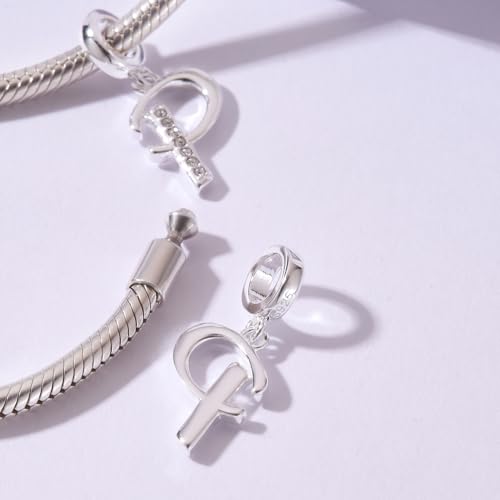 925 Sterling Silver Initial Charm fits Pandora, Gift for Mom Wife | Christmas,Birthday,Mother's Day, Anniversary, Valentine's Day - color: Letter P