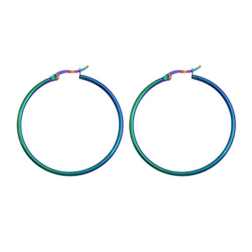 Rounded Hoops Earrings (20mm-60mm Diameter) - color: Rainbow 40mm