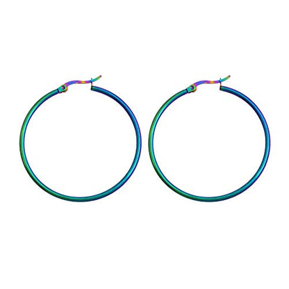 Rounded Hoops Earrings (20mm-60mm Diameter) - color: Rainbow 40mm