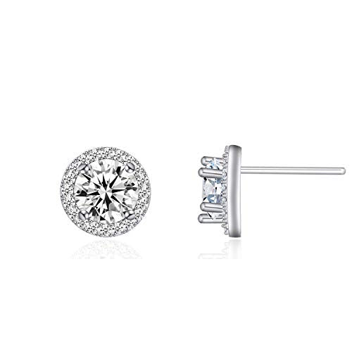 YOQUCOL Bright 8MM,10MM Cubic Zirconia Crystal Stud Earrings Round Pierced Earrings For Women - color: 8MM-White