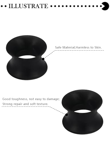 10G-50mm Thin Black Silicone Ear Gauges Tunnels Rubber Ear Plugs Gauges Double Flared Flexible Tunnel Earrings for Women Men - color: 12mm = 1/2 inch