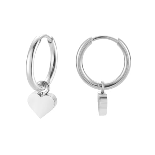 Women's Huggie Hoop Earrings with Small Cute Charm - style: Silver Heart