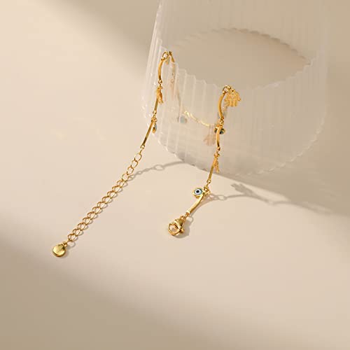 Ankle Bracelets for Women 18K Gold Plated Anklet for Women Gold Charm Anklet Waterproof Summer Beach Foot Chain Jewelry Gifts - style: Evil Eye and Hamsa