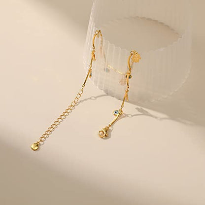 Ankle Bracelets for Women 18K Gold Plated Anklet for Women Gold Charm Anklet Waterproof Summer Beach Foot Chain Jewelry Gifts - style: Evil Eye and Hamsa