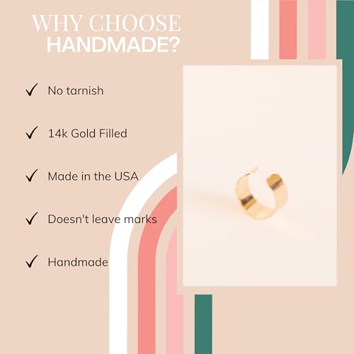 14k Gold Filled Ear Cuff | Adjustable Ear Cuff | Non Pierced Earring | 10mm | Handmade | Non-Tarnishing | Cartilage Piercing | Smooth Design