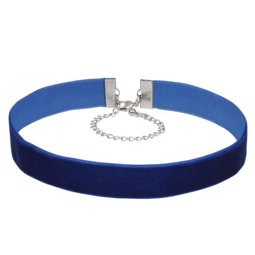 Velvet Choker Necklace for Women Goth Halloween Y2K Ribbon Collar Set - color: Royal Blue-0.6''-20pcs