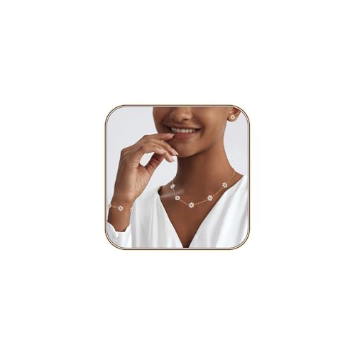 LULII Pearl Necklaces for Women 14K Gold Plated Dainty Layered Single Pearl Necklace Simple Daisy Pearls Choker Cute Gold Necklace Stack Jewelry Sets for Women Trendy Gifts - color: Gold-Daisy Pearl Jewelry Set