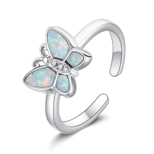 Celtic Knot/Mushroom/Ladybug Toe Rings Sterling Silver Irish Celtic Adjustable Toe Band Ring Pinky Rings Foot Jewelry for Women - style: Butterfly