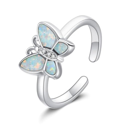 Celtic Knot/Mushroom/Ladybug Toe Rings Sterling Silver Irish Celtic Adjustable Toe Band Ring Pinky Rings Foot Jewelry for Women - style: Butterfly