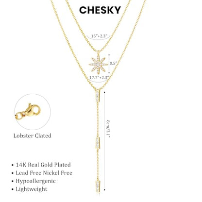 CHESKY Long Necklace for Women, 14k Gold Plated/Streling Silver Lariat Y Necklaces - style: y necklace 08