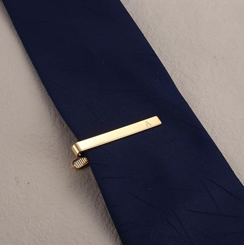 UBGICIG 3 Pcs Stainless Steel Tie Clips for Men Elegant Personalized Letter Tie Clip Set for Men Classic Gold Plated Silver Black Tone Tie Bar - style: I-Style 2