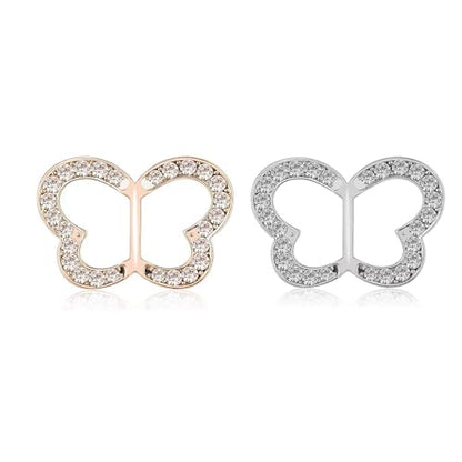 ROFARSO 2Pics Butterfly Shaped Scarf Ring Buckle for Women Fashion Rhinestone Crystal Jewelry Scarf Clasp Clips Accessories for Shawl Scarf Shirt - color: Butterfly