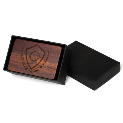 Mens Initial Cufflinks and Tie Clip A-Z Alphabet Letter Black Stainless Cuff Links Tie Bar with Engraved Walnut Wood Box Groom Groomsman Wedding Set - style: Classic-O