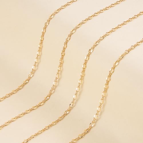 Jabogrii 32.8 Feet Lip Jewelry Making Chains Bulk 18K Gold Brass Chain | Permanent Chain for Jewelry Making DIY Craft Chain Roll Jewelry Findings - color: Lip Gold