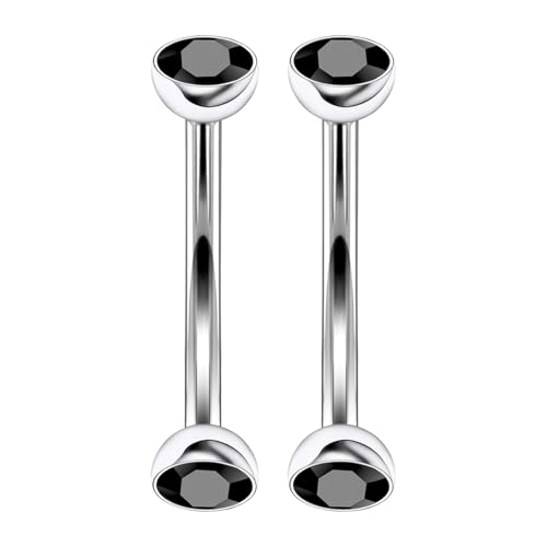 16G Astm F136 Titanium Eyebrow Piercing Jewelry Curved Barbell Eyebrow Ring Vertical Labret Lip Jewelry Daith Rook Earrings Navel Small Belly Button Ring Piercing Jewelry for Women Men CZ - style: 16G, 10MM Length, Round Black CZ