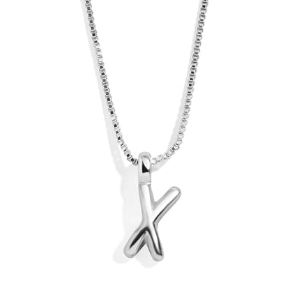 BaubleBar Gold-Plated Initial Necklace - Bubble or Signature Letter Pendant, 17-Inch Chain Necklace with Lobster Clasp, Fashion Jewelry, Perfect Personalized Gift for Women - color: X