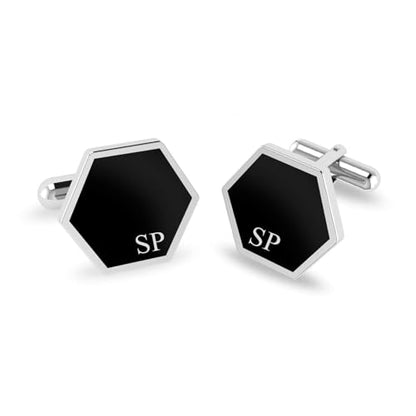 LeCalla 925 Sterling Silver Cufflinks for Men | Cubic Zirconia Square Cuff Links Gifts for Men, Husband | Shirt Cufflinks for Groom - style: Personalized Initial Enamel Cufflink