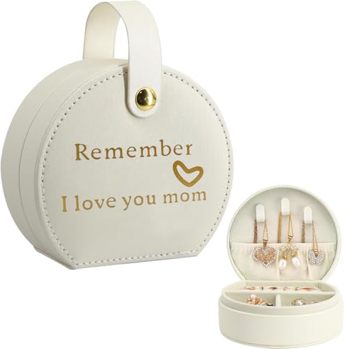 COLLECTIVE HOME - Travel Jewelry Case, Elegant Half-Moon Design with Heartfelt Message, Detachable Handle, Personalized Mother's Day Gift, Cherishing Special Moments (Remember I love you mom) - color: Remember I love you mom