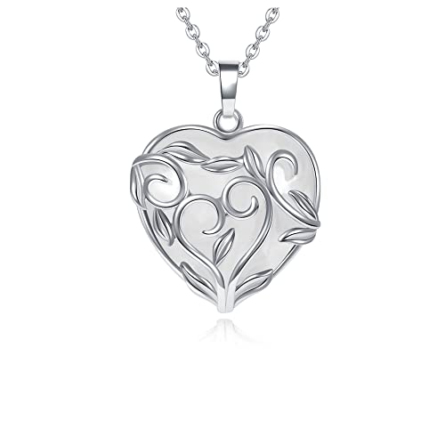 Jovivi Amethyst Rose Quartz Healing Crystal Necklace for Women Flower Leaf Wire Wrapped Crystal Heart Gemstone Pendant Necklace Natural Stone Reiki Quartz Jewelry Mothers Day Gifts - color: Clear Quartz